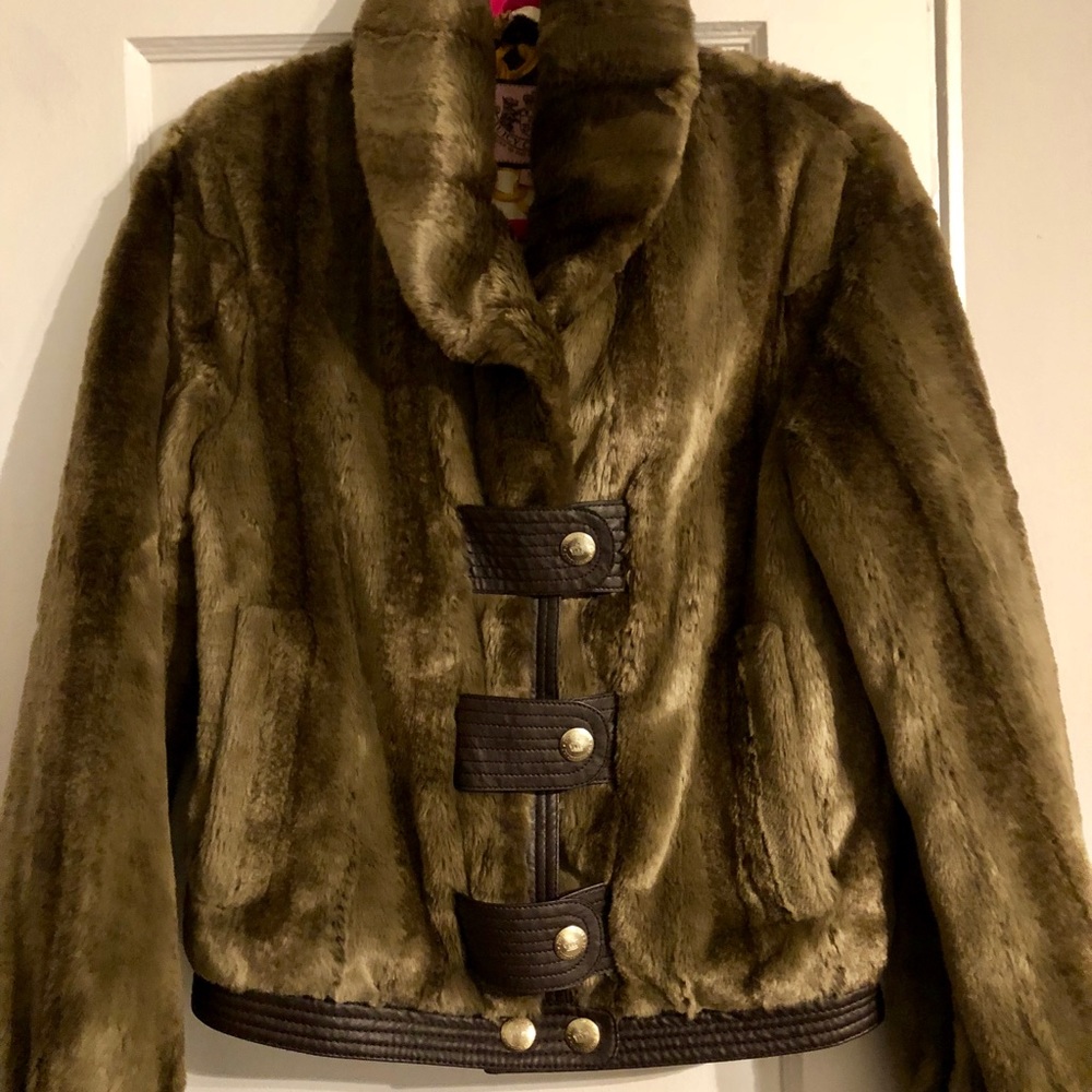 Juicy couture fur bomber jacket